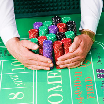 Casino Handling Chips on the table 